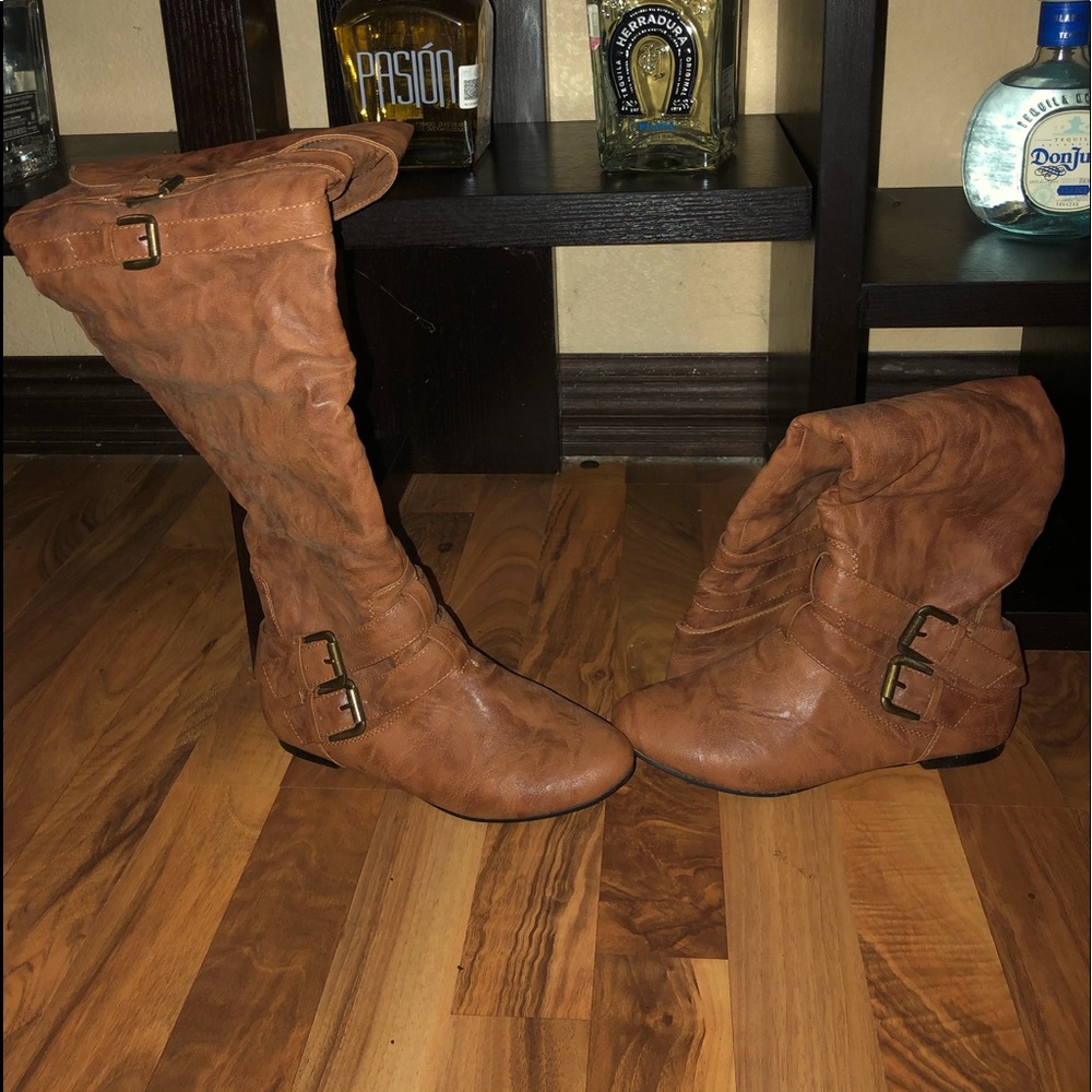 Brown Leather Knee High Boots